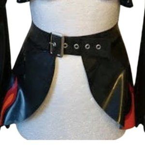 Rubber Latex Peplum Belt mini skirt with buckle